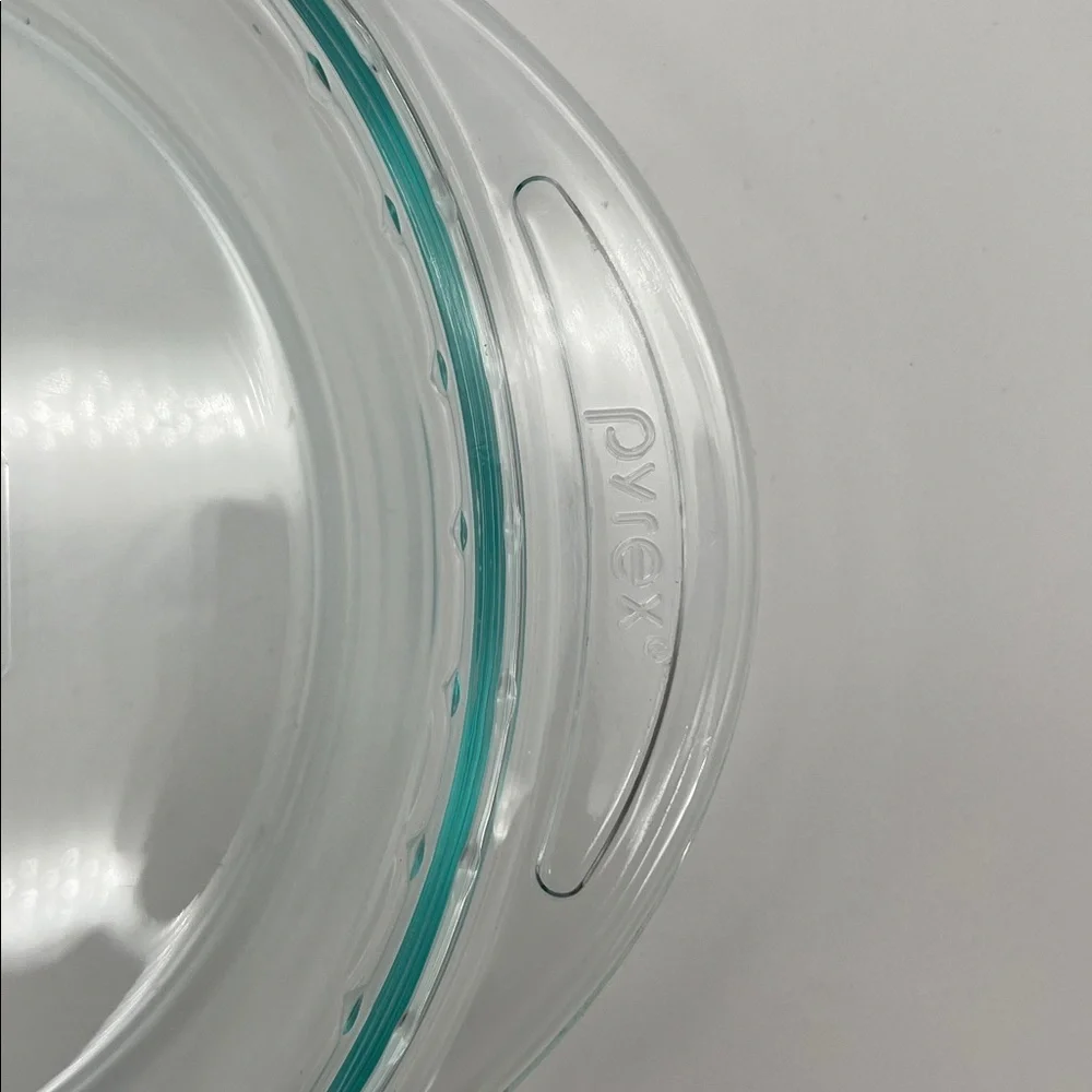 Vintage Pyrex Aqua Glass Deep Dish Pie Plate with Handles - 9.5 Inch - #2229